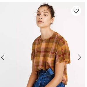 Madewell Plaid Boxy Button back top